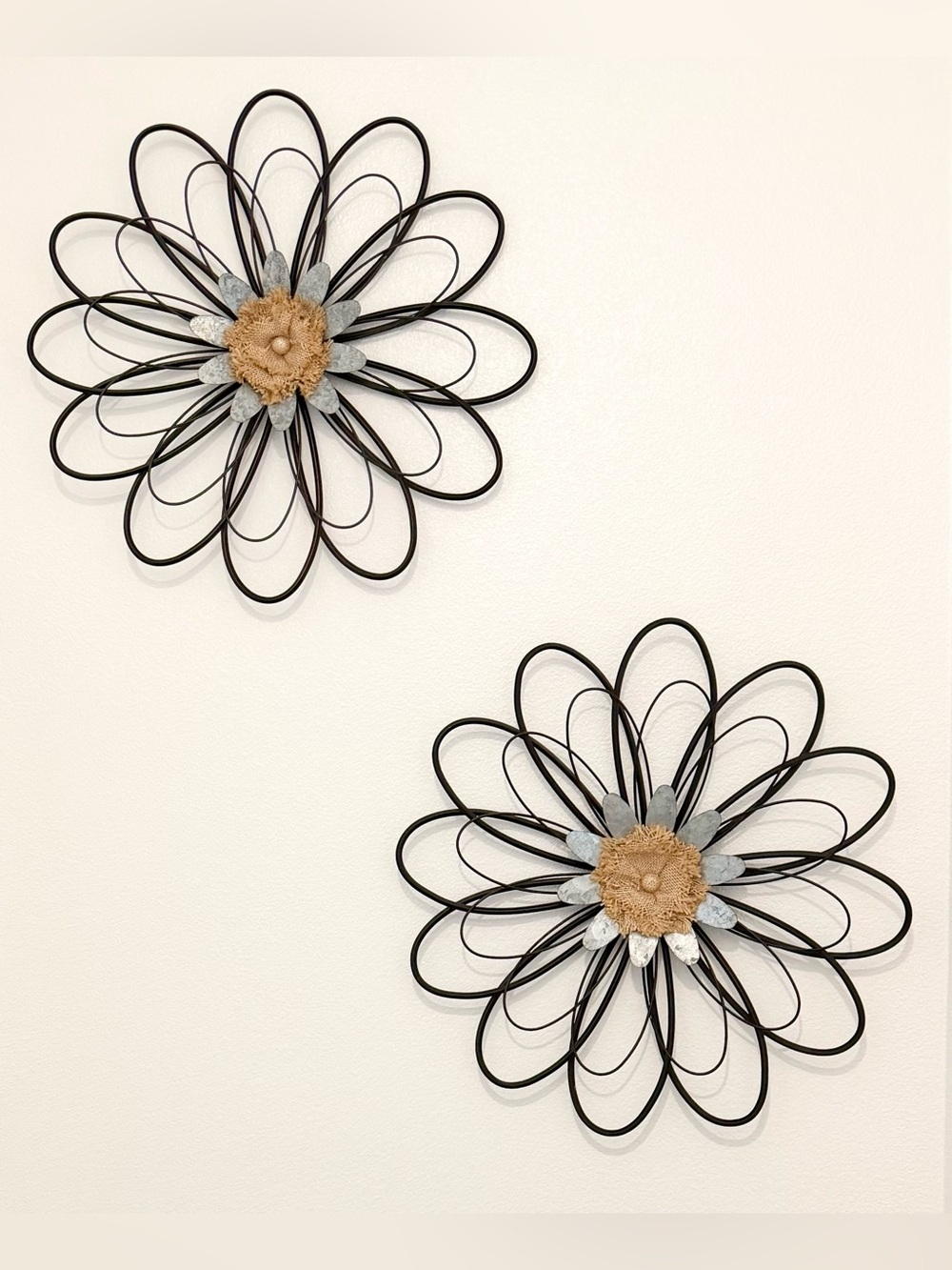 Farmhouse Galvanized/Metal Floral Wall Deco Brown Set Of Two